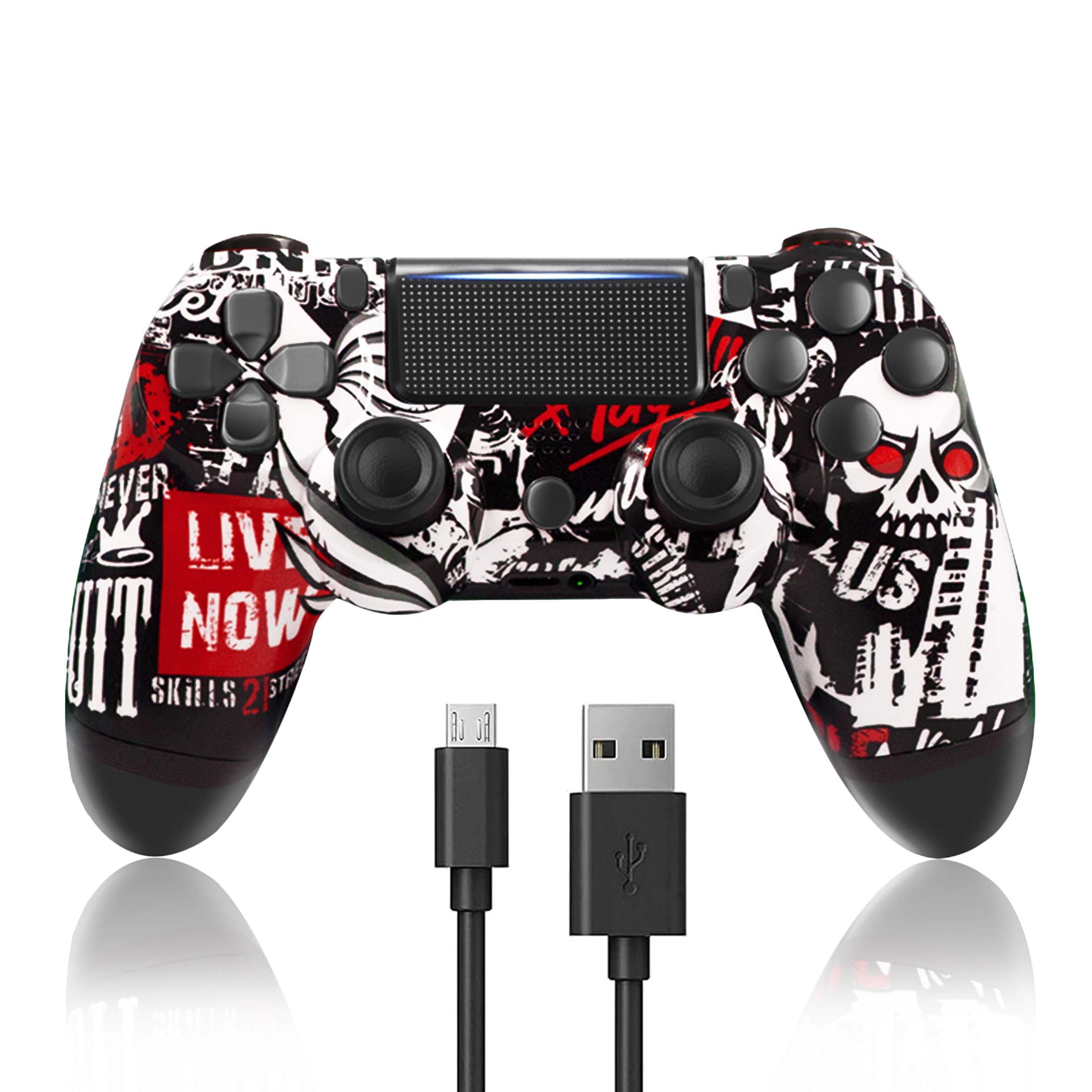 onwetendheid Serena map Wireless Controller for PS4/Slim/Pro/PC, Dual Vibration Game Joystick  Compatible with PlayStation 4, PC Controller Gamepad Remote Control with  Cool Design（Red Skull ) - Walmart.com