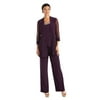 R&M Richards Women's Beaded neck 2 Piece Pant Suit - Mother of the bride outfit, 8 Plum