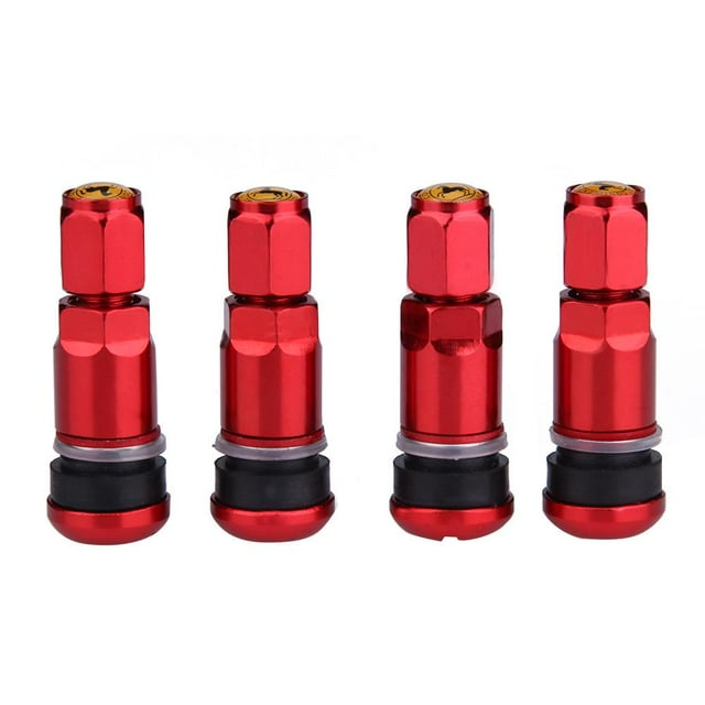 Vástagos de válvula de neumático sin cámara de coche, 4 Uds., vástagos de válvula de aire de neumático de aluminio (rojo) Ehuebsd Accesorios para autos y motos