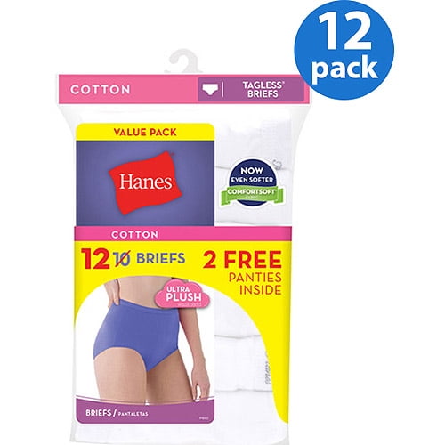 Women's White Cotton Brief 10 Pack + 2 Free