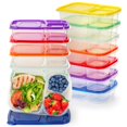 thumbnail image 1 of YOUEON Lot de 14 Boîtes à Lunch Bento, 3 Compartiments Boîtes à Lunch en Plastique pour Enfants, Contenants Réutilisables pour Préparation de Repas avec Couvercles, Boîtes de Rangement pour Collations Divisées pour Voyage, Travail, École, Pique-Nique, 7 Couleurs, 1 of 6