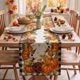 thumbnail image 3 of Smile Buffalo Check Plaid Fall Table Runner 13 x 72, Harvest Thanksgiving Pumpkins Mushrooms Birdhouse Maple Leaves, 3 of 10