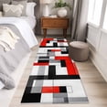 thumbnail image 5 of Red Black 2'x6' Runner Rug, Abstract Geometric Grey White Middle Century Washable Non-Slip Area Rugs for Hallway Kitchen Floor Bedroom Entryway, Laundry Carpet Decoration Indoor Mat, 5 of 9