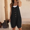 thumbnail image 4 of Mamelucos Mono sin mangas para mujer con bolsillos Cuello redondo Mono suelto Traje de vacaciones Cgtredaw Negro T M para Mujer, 4 of 6