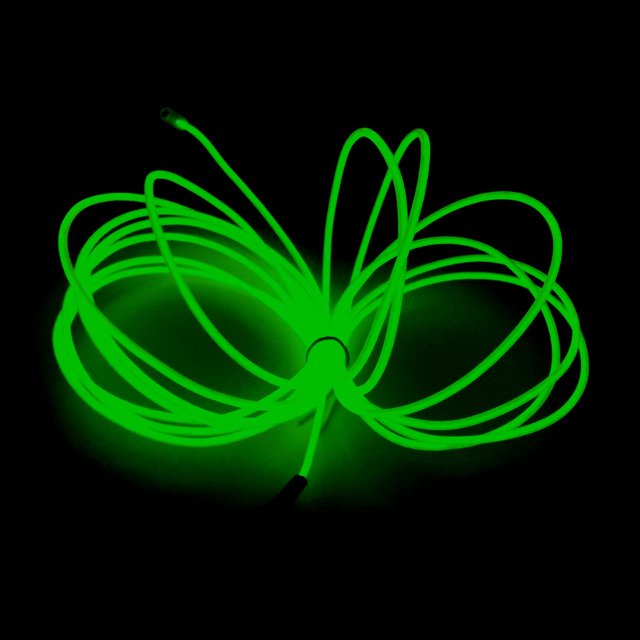 Tira de luces de neón MaxLax EL Wire verde de 5 m con paquete de baterías