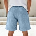 thumbnail image 3 of Havenx Men's Breathable Summer Drawstring Shorts Elastic Waist Stretch Shorts with Pockets Embroidered Logo Short Pants Solid Color Summer Beach Breathable Lightweight Comfort Clothing,Sky Blue L, 3 of 3