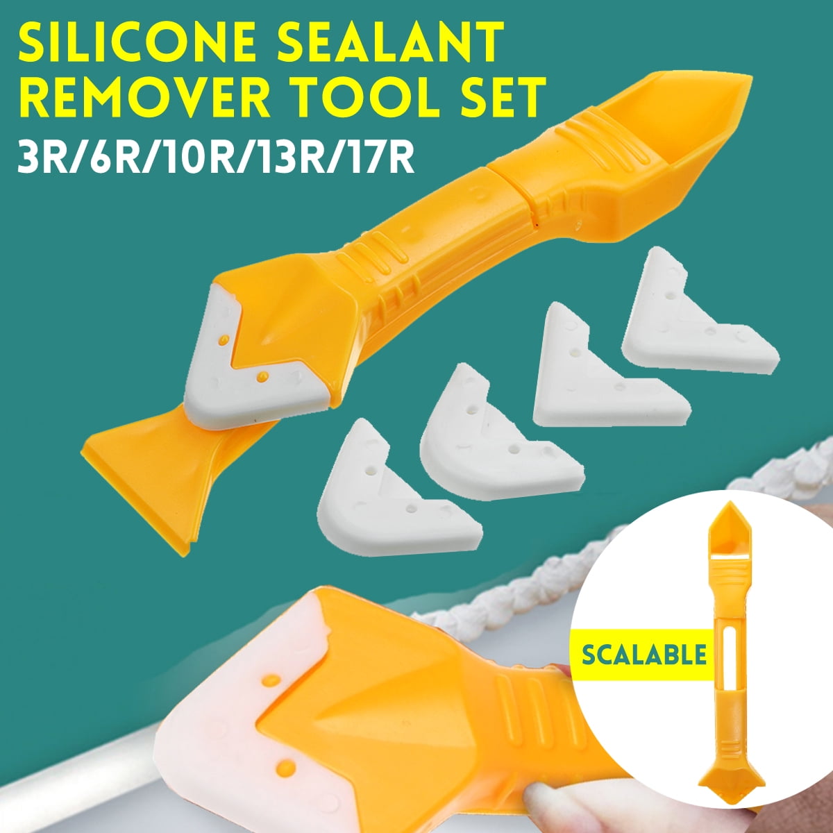 Silicone Sealant Remover Tool Set Rubber Scraper+ 3R/6R/10R/13R/17R