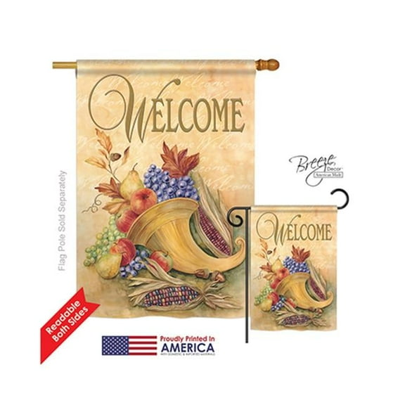 Breeze Decor 13042 Harvest & Autumn Autumn Cornucopia 2-Sided Vertical Impression House Flag - 28 x 40 in.