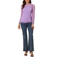 thumbnail image 2 of INSPIRE CHIC Blouses Décontractées pour Femmes à Col Rond en Dentelle Florale à Manches Longues en Chiffon Hauts S Violet, 2 of 6