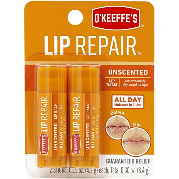 O'Keeffe's Unscented Lip Repair Lip Balm for Dry, Cracked Lips, Stick