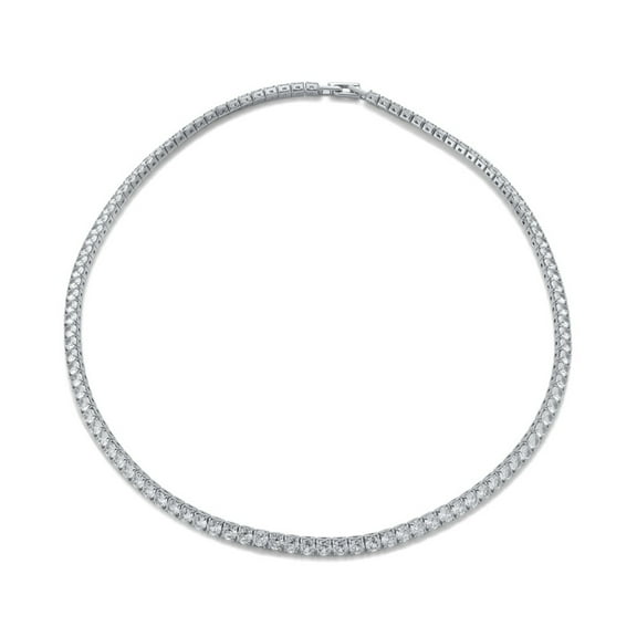 Trendy 4MM Tennis Necklace for Women 5A CZ Simulated Diamond Necklace Chain 925 Sterling Silver Necklaces for Wedding Birthday Prom 45-60CM