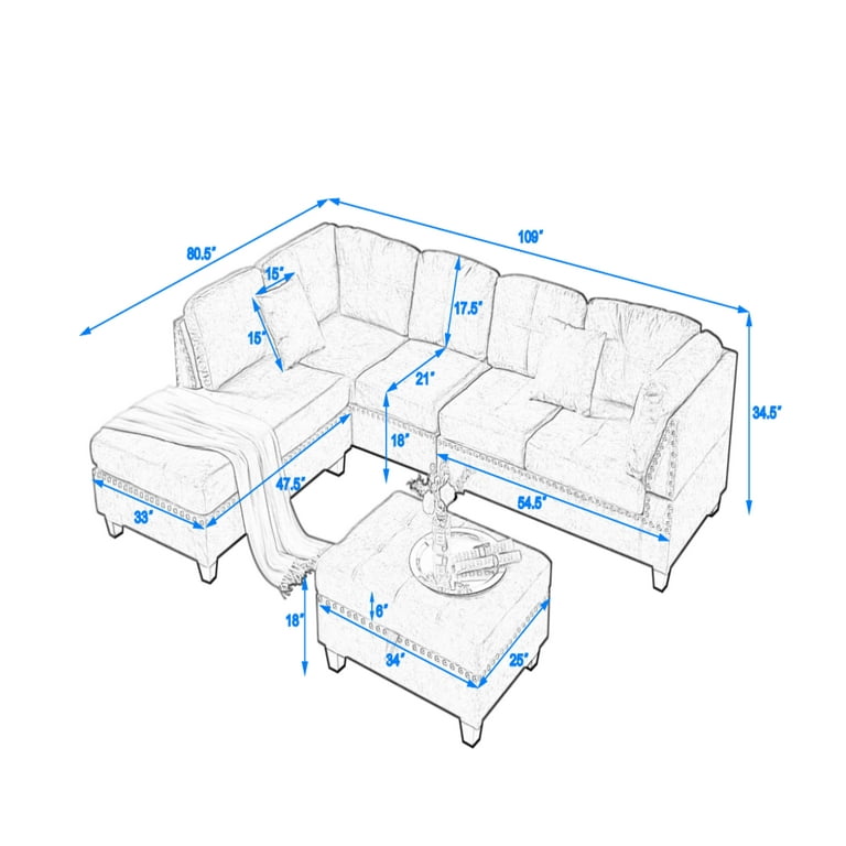 Modern Sectional Sofa Dimensions Baci Living Room