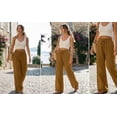 thumbnail image 5 of Gkeoshab Linen Pants Women Linen Wide Leg Pants Casual Loose Fit Trousers with Back Pockets Solid Color Plus Size Summer Beach Harem Pants for Daily Summer, 5 of 9