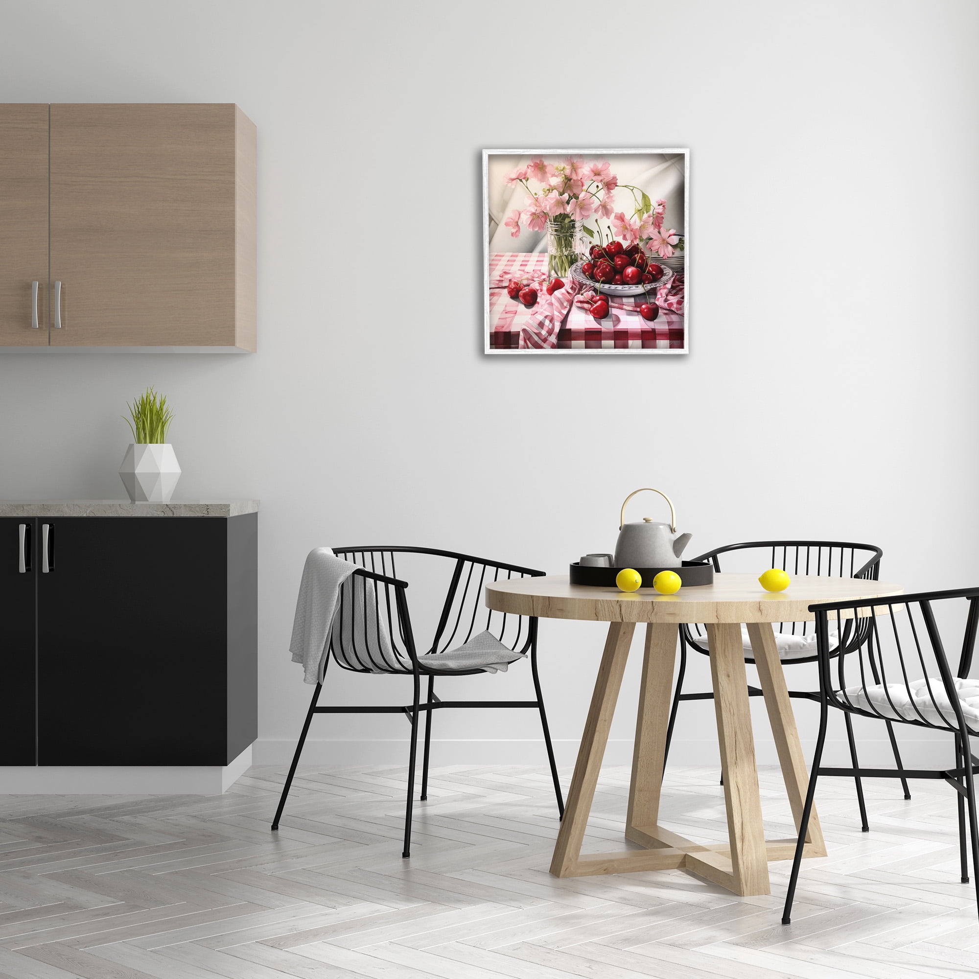 Stupell Industries Summer Cherries & Florals Food & Beverage Painting White Framed Art Print Wall Art, 24 x 24