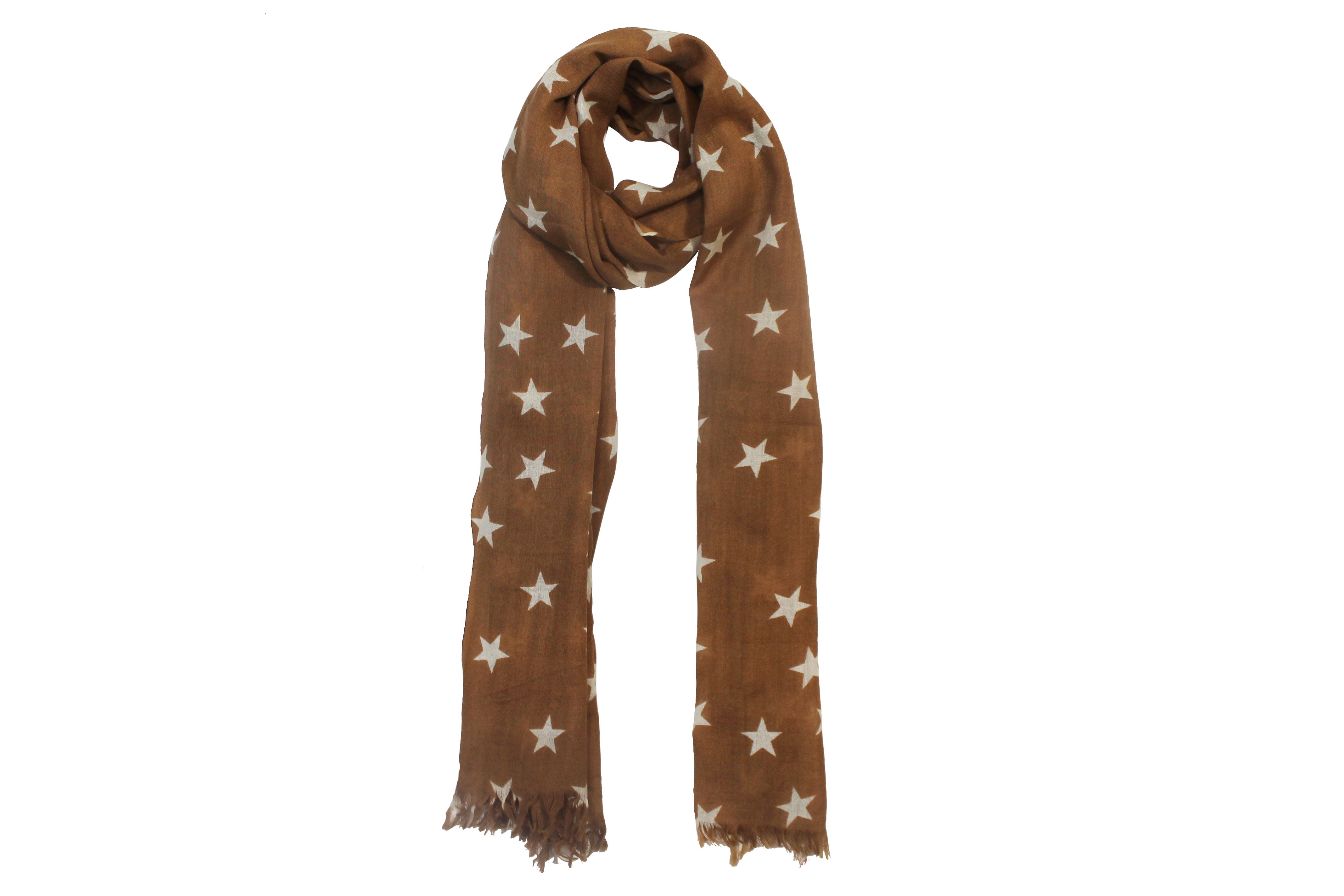 MINI APPARELS Brown Color White Polka Dots Woolen Lightweight Scarf for Women