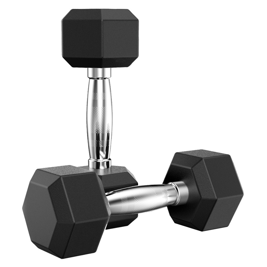 Barbell Set of 2 Hex Rubber Dumbbell with Metal Handles Pair of 2 Heavy Dumbbells Vansee Dumbbells【 Ship from USA】