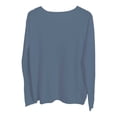thumbnail image 4 of Sweater for Women Cozy Knit Sweaters Loose Fit Round Neck Pullover Versatile Solid Layering Shirt Sweaters Blue L, 4 of 4