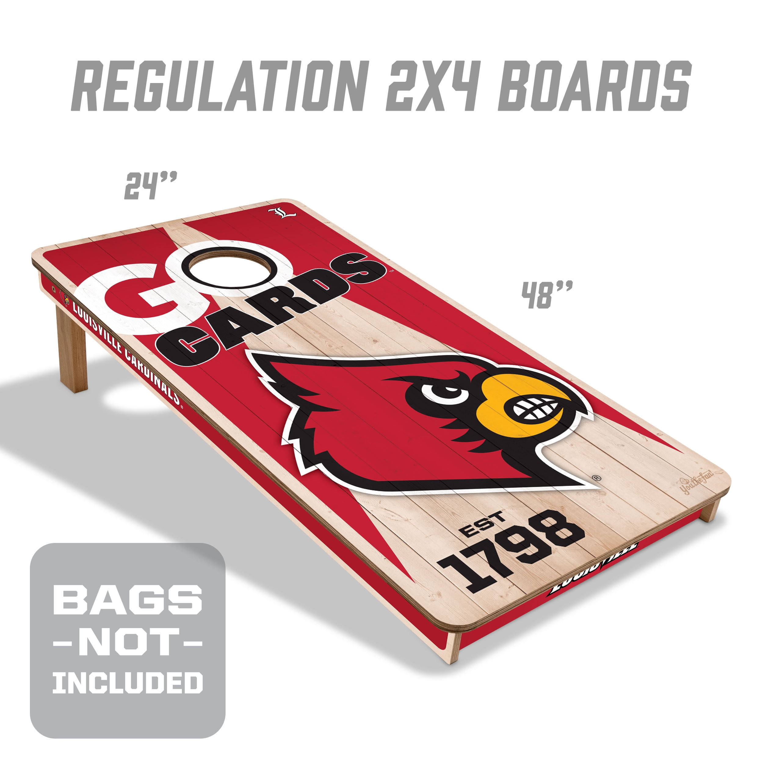 YouTheFan NCAA Louisville Cardinals 2' x 4' Cornhole Game No Bags
