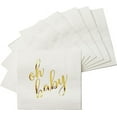 thumbnail image 4 of 100 Pcs "Oh Baby" White Napkins - 3-Ply White and Gold Cocktail Napkins Baby Shower Party Supplies - Eco-friendly Party Napkins for Dessert Beverage & Table Decorations, 4 of 7