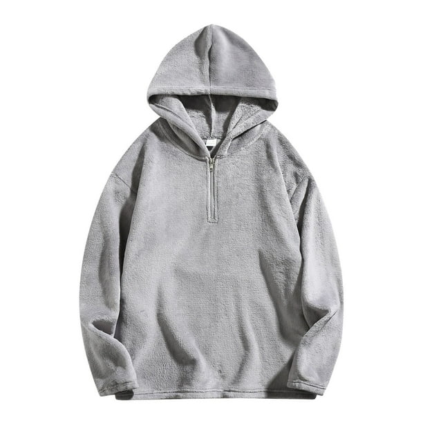 MHFRRA Sudadera con Capucha para Hombre, Cálida, de Invierno, con Cremallera, Informal, Cómoda, Suave y Acogedora, Chaqueta Deportiva para Exteriores Gris