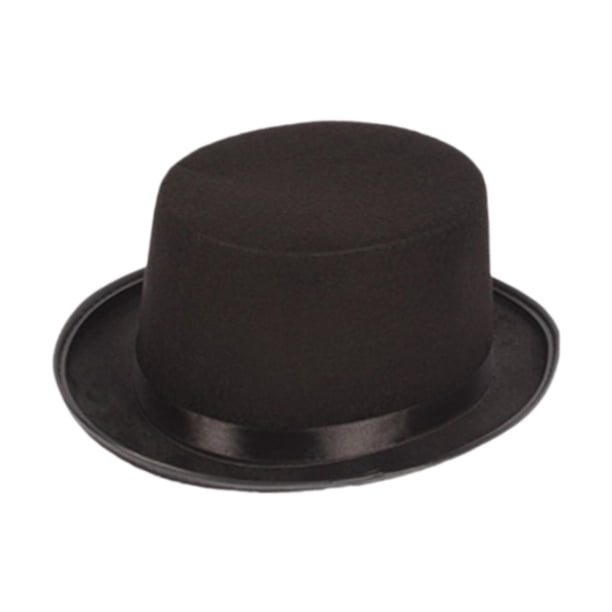 Sombrero de copa de fieltro negro, sombrero de jazz, sombrero de copa plana, sombrero clásico formal para traje, sombrero fedora, vestido 60 cmx12cm