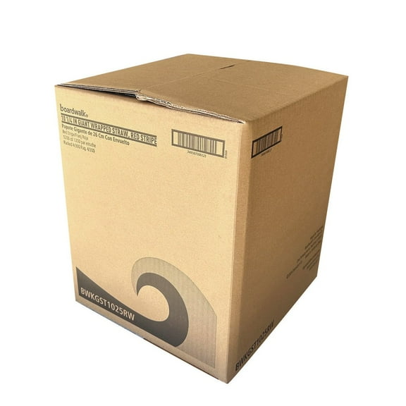 Boardwalk BWKGST1025RW 10.25 in. Polypropylene Wrapped Giant Straws - Red/White Striped (1200/Carton)