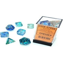 Oceanic Nebula Luminary Dice with Gold Numbers 16mm (5/8in) Set of 7 Chessex, Blue