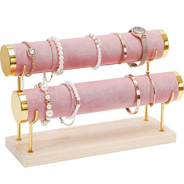 Organizador de pulseras ProCase con soporte de terciopelo, 28 x 10 x 18 cm, color rosa