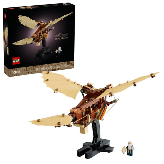 LEGO Icons Leonardo da Vinci's Flying Machine DIY Kit - Ornithopter Building Set for Adults, Ages 18  - Craft for Home or Office Decor with Display Stand - Gift Idea - 10363