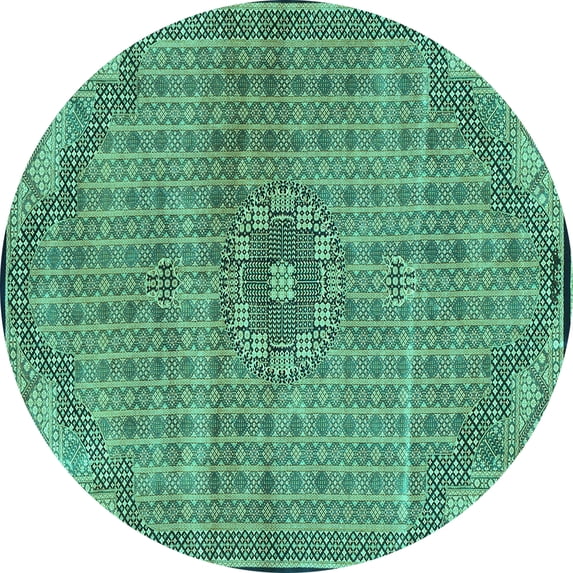 Ahgly Company Indoor Round Persian Turquoise Blue Traditional Area Rugs, 3' Round