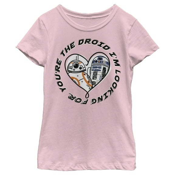 Girl's Star Wars The Last Jedi R2-D2 and BB-8 You're the Droid I'm Looking For  Graphic Tee Light Pink Small