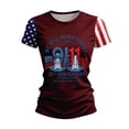 thumbnail image 5 of Domzest 9/11 25th Anniversary Shirt Womens Never Forget Patriotic American Flag Shirt Short Sleeve Crew Neck Tee Deep Red XL, 5 of 6