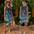 thumbnail image 2 of Psesaysky Hawaii Palm Tree Sleeveless Womens Dress or Mens Short Sleeve Shirts for Couples Starry Sky Matching Hawaiian Outfit Beach Vacation Party Flared Tank Sundress with Pockets-3XL, 2 of 7