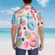 thumbnail image 4 of Balery Cupcakes and Donuts Camisas hawaianas de manga corta para hombre, camisas playeras de corte holgado, camisas de vacaciones con botones,Small, 4 of 7