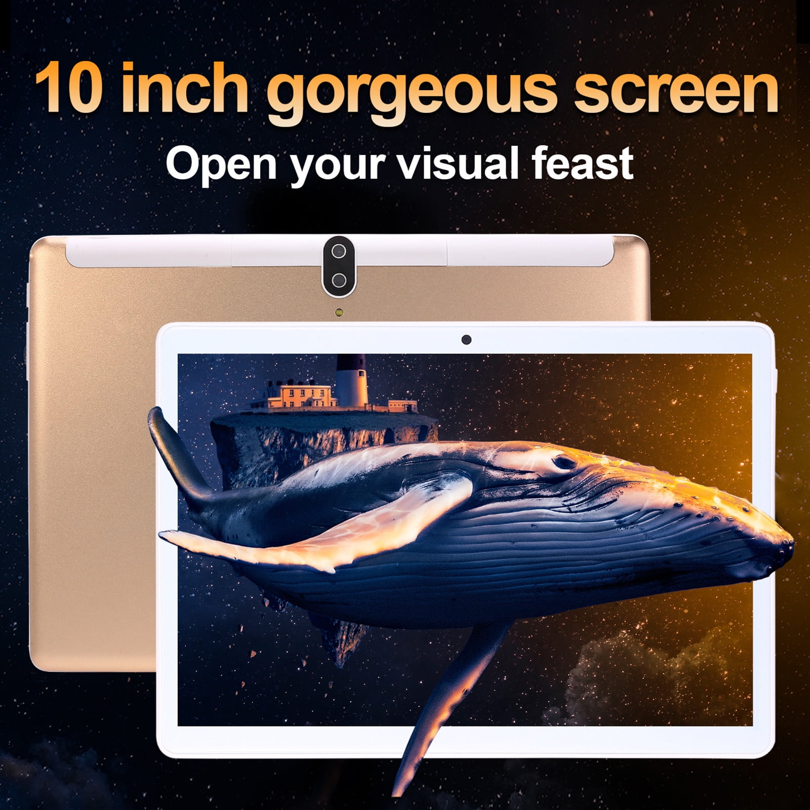Upgraded 2+16G 10.1 Inch Tablet PC IPS HD Screen WiFi Bluetooth Voice Call Game Video Learning Tablet Android 10.0 System SIM Standby Full Netcom