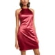 thumbnail image 1 of Crystal Doll Vestido ajustado de satén con tiras para mujer, Rojo, 1, 1 of 2