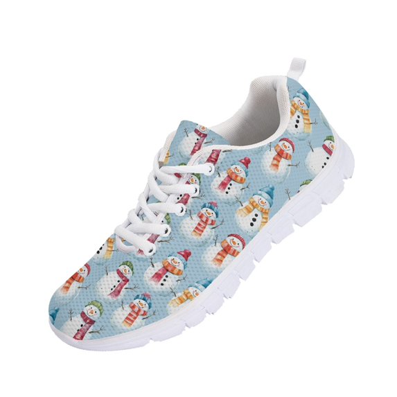 Chririnla Mesh Running Shoes for Jogging, Lace Up Lace-up Sports Tennis Shoes for Men, Snowman