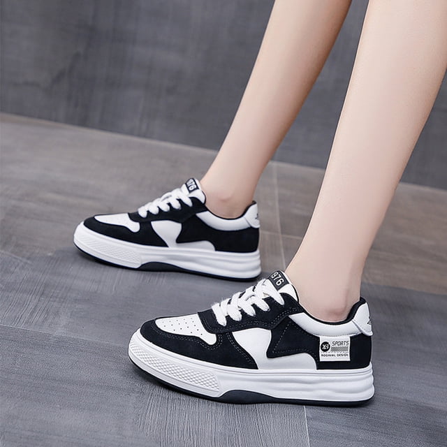 Tenis Zapatillas Planas Zapatos Casuales Mujer Cuero PU Transpirable para Verano (36) Negro Likrtyny Tenis De Mujer Tenis De Hombre