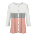 thumbnail image 4 of Utoimkio Women's 3/4 Sleeve V Neck T Shirt Color Block Collared Button Down Shirts for Women, 4 of 5