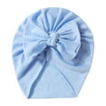 thumbnail image 4 of Splozh Baby Hats for Girls Stretchy Soft Knot Headbands with Hair Bows Head Hair Accessories for Newborn Baby Girls Infant,Light Blue,0-2 Years, 4 of 4