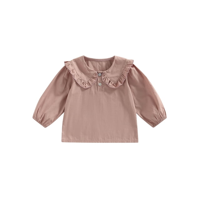 xiaxaixu T-Shirts Doux pour Enfants Filles Col Poupée Manches Longues Printemps Automne Mode Décontractée