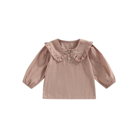 

TheFound Toddler Baby Girls Tops Ruffle Long Sleeve Plaids Print Peter Pan Collar Outwear Clothes