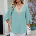 thumbnail image 5 of Fesfesfes Women's V-Neck Knit Sweater Comfy Long Sleeve Ribbed Cuffs V-Neck Blouses with Buttons Solid Color Trendy Tops for Daily Wear(Mint Green#1,S), 5 of 7