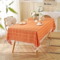 thumbnail image 4 of Xiao Hua 1 pieza de mantel de comedor de tela rectangular a cuadros amarillo claro, impermeable y a prueba de polvo, para mesa de comedor y mesa de café, decoración de 180 * 140 cm, 4 of 5