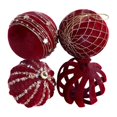 thumbnail image 3 of Hvmvliv Christmas Tree Ornaments (4pcs-8cm) Christmas Tree Decoration Ball Shatterproof Painting Ball Flocking Dark Red Christmas Ball Decorations C, 3 of 3