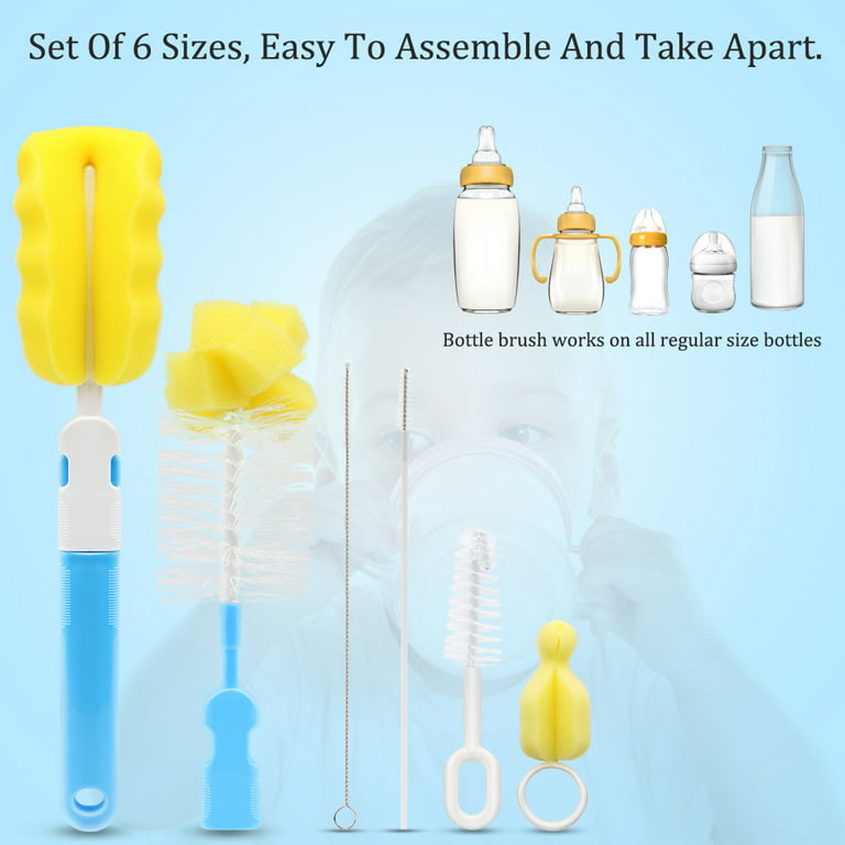 6 in 1 Bottle Brush Cleaner Kit Cleaning Brush Set Sponge Cups