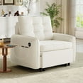 thumbnail image 3 of Muumblus 3-in-1 Convertible Chair Bed, 80" Extra Long Sleeper Lounge Chair with USB & Storage, Pull Out Sofa Bed for Living Room, Apt., Beige Chenille, 3 of 9