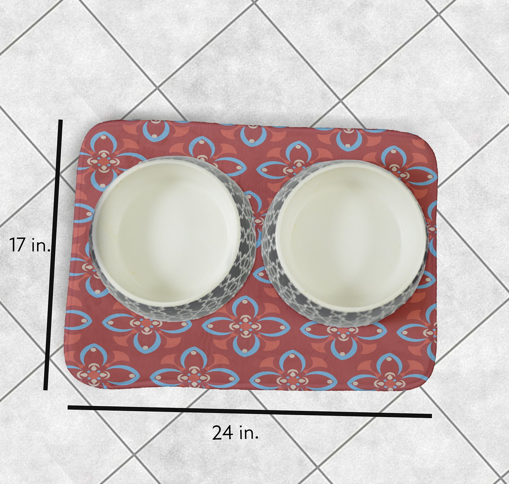 Simply Daisy Geometric Floral Pattern Pet Feeding Mat for Dogs and Cats
