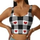 thumbnail image 1 of Balery Heart Black Buffalo Plaid Gingham Sujetadores deportivos con espalda cruzada para mujer, acolchados, sin costuras, de alto impacto, ideales para yoga, gimnasio, entrenamiento y fitness.-, 1 of 8