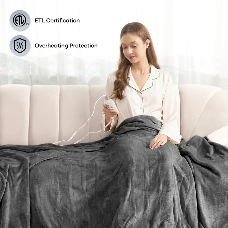 MaxKare Electric Blanket 72'' x 84'' Full Size Heated Blanket with 6 Heating  Levels, 9H Auto-off, Machine Washable - Gray - Walmart.com